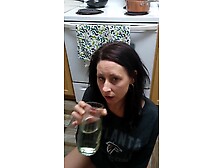 Lotsofun530 My Girl Drinking Hers And My Piss From Glass In The Kitchen 1080P