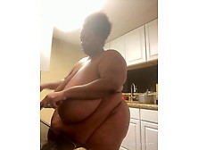 Black Ssbw With Saggy Tits Cooking Nude
