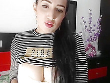 Sexy Long Haired Colombian Hairplay And Striptease