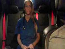 Golden-Haired Nurse Is Having Sex With A Impressive,  Ebony Chap On The Back Seat Of The Car