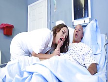 Nurse Lily Love In White Nylons Rides Her Patient On A Hospital Bed