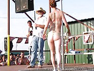 Midwest Biker Chicks Stripping Down In A Biker Rally Contest