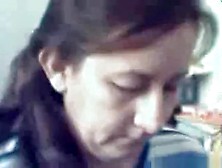 Brunette Big Boobed Milf Rubs Her Hairy Pussy On Her Webcam