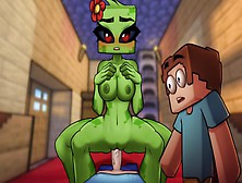 Minecraft Porn Hornycraft Creeper Lady Riding Steve Thick Dong Game Galley