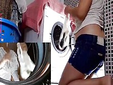 Housewife Boned Into The Washing Machine.  Mix Part One