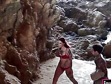 Tattooed Redhead Fuck By Bf In The Cave