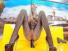 Hot Milf In Fishnet Lara De Santis Sticks Huge Dildo Up Her Ass Ots238 - Analvids