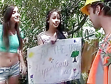 Earth Day Celeb Turns Into Threesome Session Outdoors