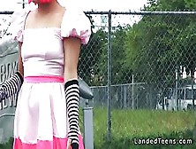 Costumed Teen Hitchhiker Bangs Huge Cock