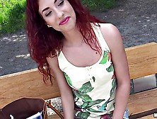 Eurobabe Redhead Screwed In The Woods