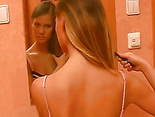 Sexy Brunette Irina Is Posing In Front Mirror