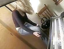 Tanning Room Spycam - Blonde Legs Apart