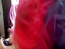 Pink Hair Chick Gives Deep Throat To Big Cock Bf