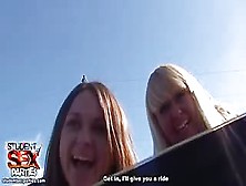 Blonde Got Picked Up And Fucked Outdoors