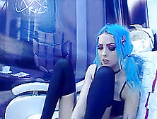 Tattoed Emo Gothic Chick Remove Stockings And Sucks Her Toes