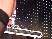 Topless Dj Girl Strips Naked On Stage In Stockings