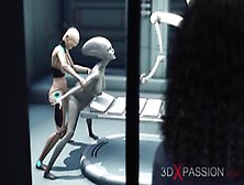 Alien Lesbian Sex In Sci-Fi Lab.  Female Android Plays With An Alien