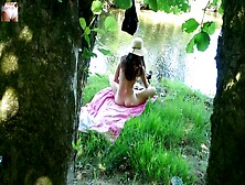 Solo Lady Exhibiting Outdoor At The River