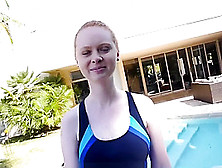 Cute Redhead With Juicy Ass Fucks By Pool