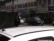Sexy Girl Peeing Behind Parked Car