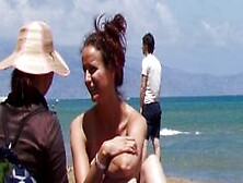 Girl Caught Topless In Agia Marina,  Creta.