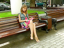 Blonde Beauty Shows Off Her Dirty Feet In Public