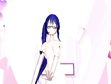 Cartoon Undress Nude Glasses Chick Virtual Youtuber 神楽すず Blue Hair Color Edit Smixix