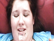Fatty Swallows Man Milk,  Chokes On Cum Load