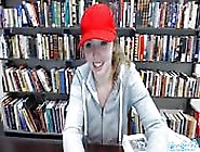Teenage Girl Plays With Her Nipples In The Library