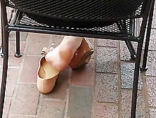Blonde In Flats Candid Shoeplay