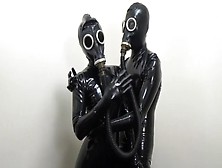 Japanese Latex Couple In Latex And Gas Mask