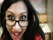 Exotic Brown Indian Girl Jasmine Teasing Solo In Kitchen In Amazing Joi Clip
