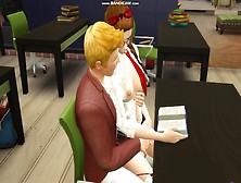 Nerdy School Chick Asks Her Hung Teacher For Help With Her Homework,  But Gets Mounts Instead (Sims Four)