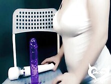 Amateur Big Boobed Rides And Cumming On Big Sex Toy! Powerful Snatch!