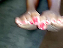 Ebony Red Long Toe Nails