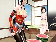Samurai Hentai Cutie Trains Her Fuck Holes With Big Dicks