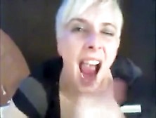 Pretty Blonde Gets Jizzed Within The Mouth