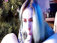 Adorable Oriental Women Eats Cum Under The Christmas Tree New Year 2023