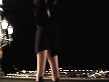 Risky Lesbo Sex Into Outdoor On A Bridge Between Passersby