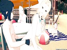 Sasuke Fucks Tsunada On The Beach While The Rest Of The Girls Are Sunbathing On The Beach