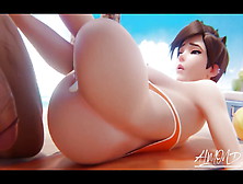 Tracer Fucked In Her Asshole And Filled With Cum On The Beach