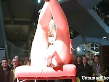 Slutty Stripper Sits On A Massive Dildo