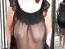 Dancing Naked Into Transparent Nightgown.  Feel Happy With Me!