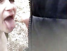 In The Woods Masturbate In Front Of The Girl's Face And Cum