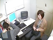 Slobbering On A Dong In Kinky Voyeur Office Sex Video