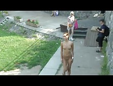 Naked Girl With Small Tits Walks The Park