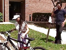 Amateur With Ponytail Emily Mena Practicing Bicycle Fucks Hard