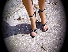 Black Patent Domina Sandals 5, 5Inch Heels