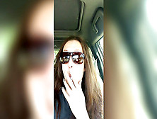 Goddess D Smoking In The Car Wearing Sunglasses And Complaining About Line
