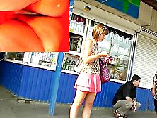 Spying Hawt Up Petticoat Strap View At The Bus Stop